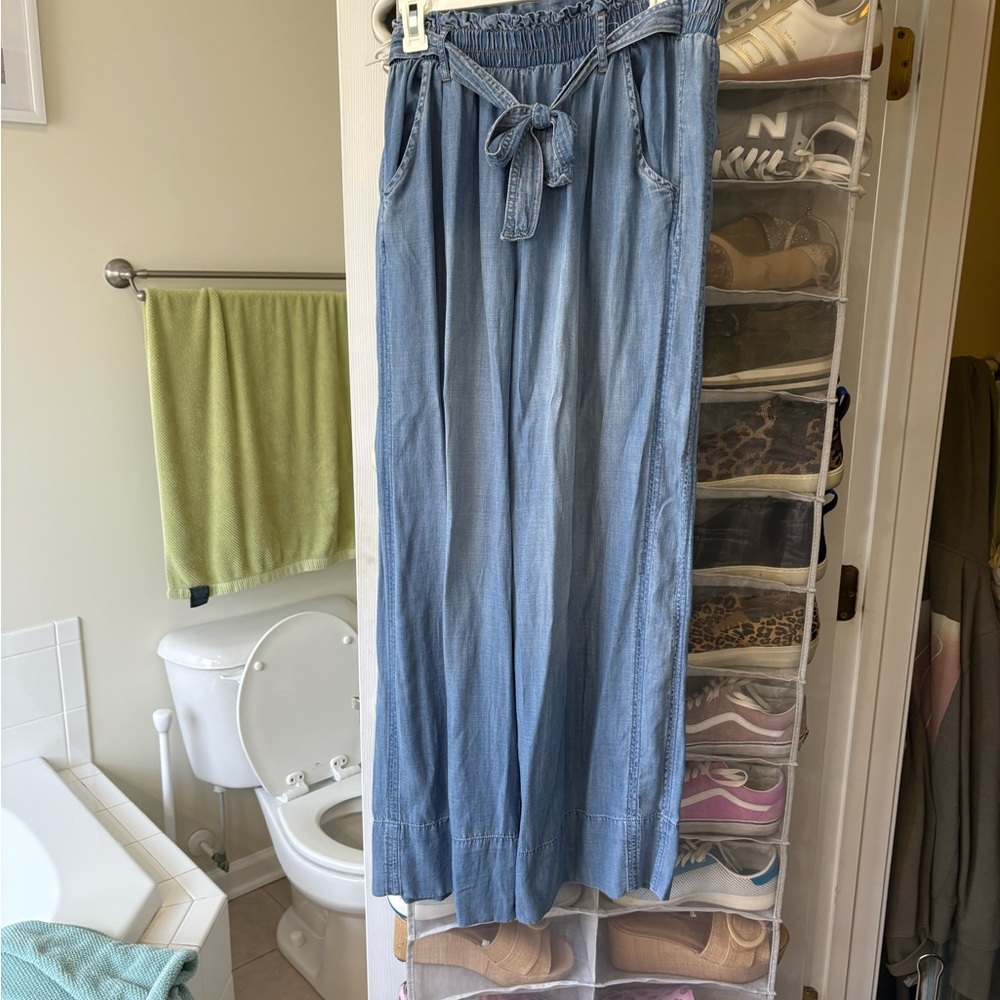 Light Blue Wide-Leg Denim Pants